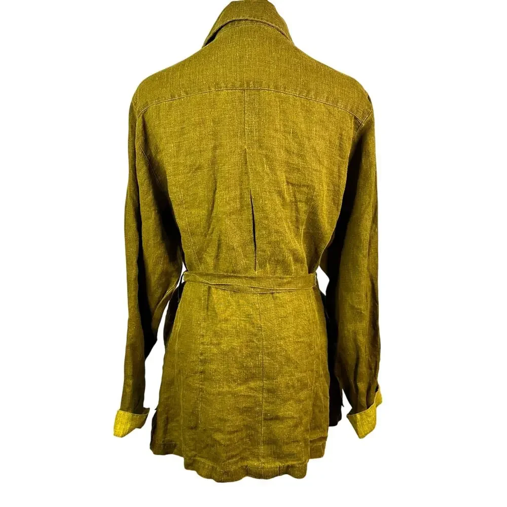 Nolt Milano Womens Jacket safari utility coat Linen  Size green color - Picture 6 of 8